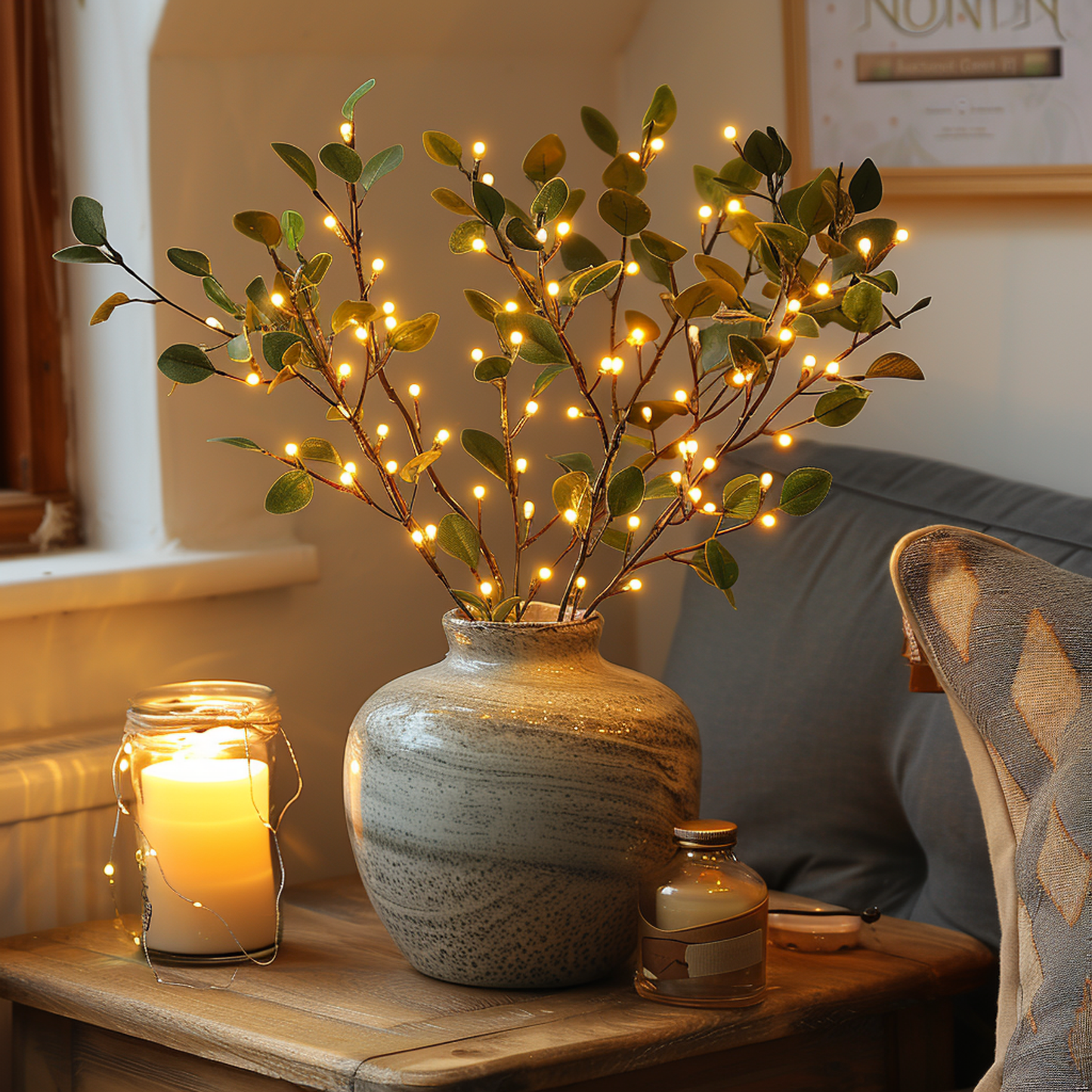 LeafAura | Warme olijftak LED-lamp