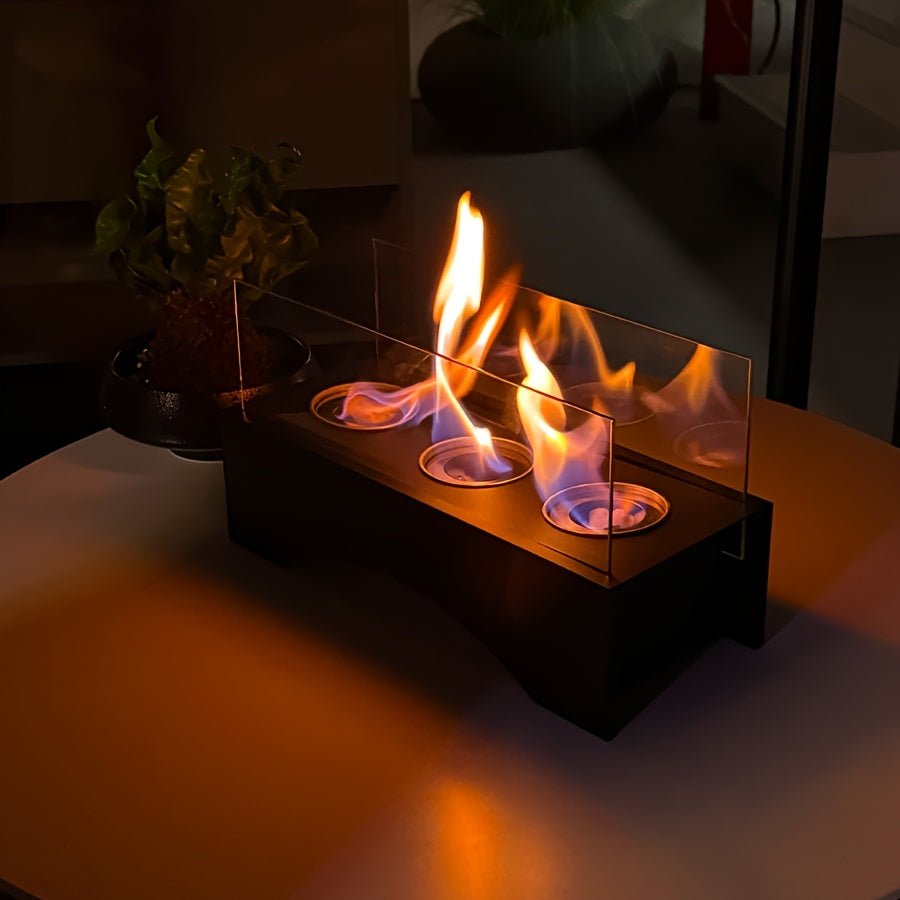 FlameLoom | Vintage tafelhaard – Echte ethanolvlammen