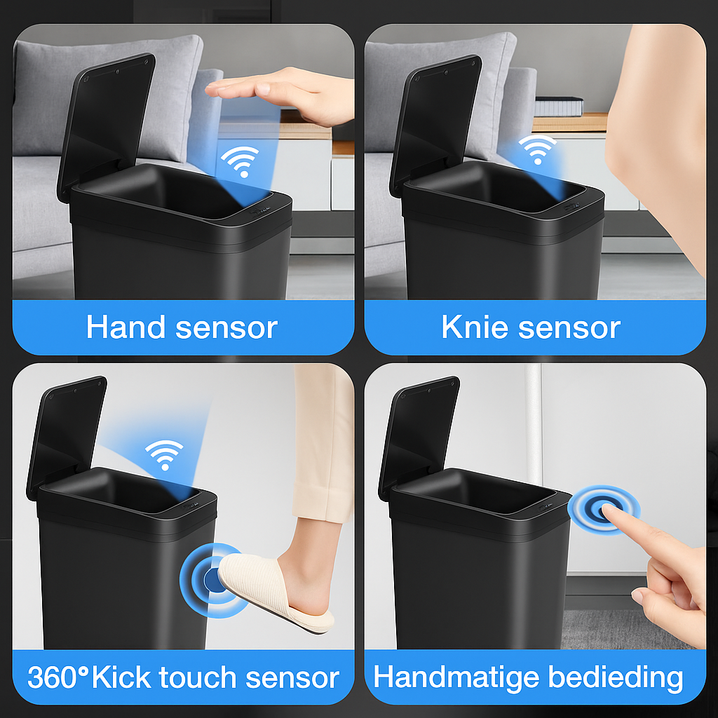 Smart Inductie Afvalbak – 18L | Touchless, Stil & Hygiënisch