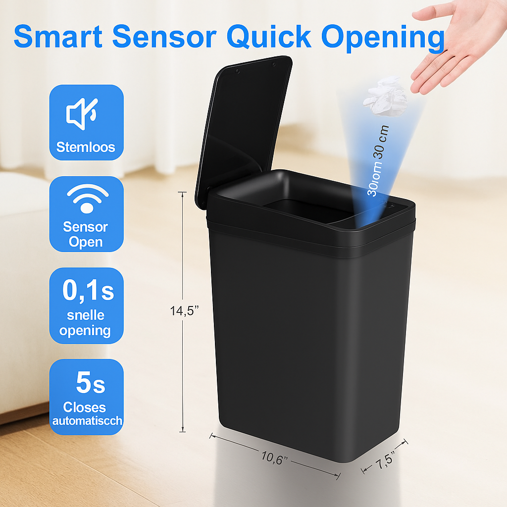 Smart Inductie Afvalbak – 18L | Touchless, Stil & Hygiënisch